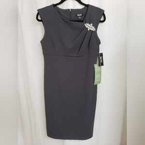 NEW SLNY Midi Dress with Jewel Accent